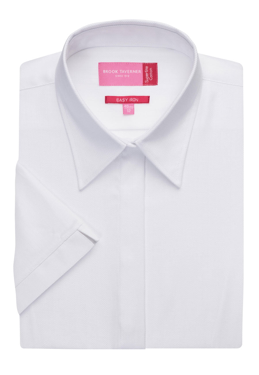 Ozzero Blouse — White Herringbone (2249A)