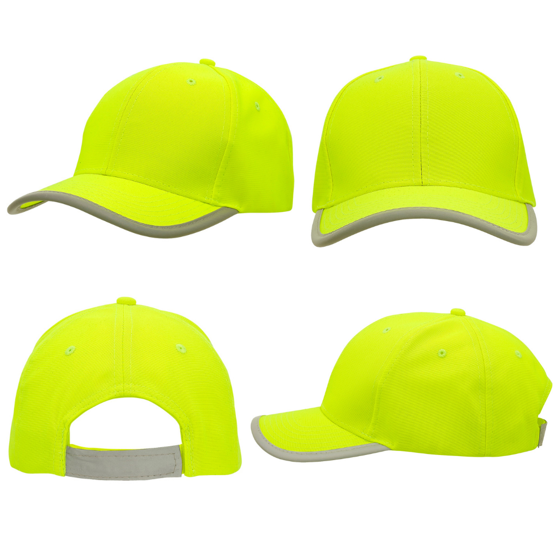Headwear UK 3026 — Luminescent Safety Cap with Reflective Trim