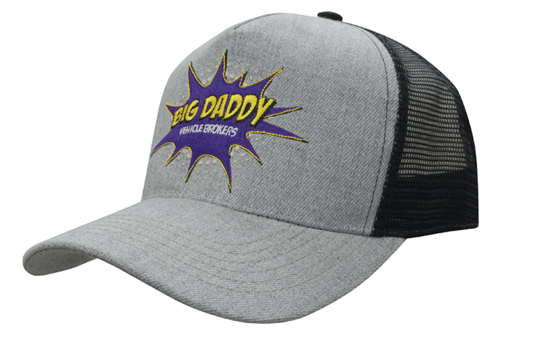 Headwear UK 3821 — Grey Marle American Twill With Mesh Back