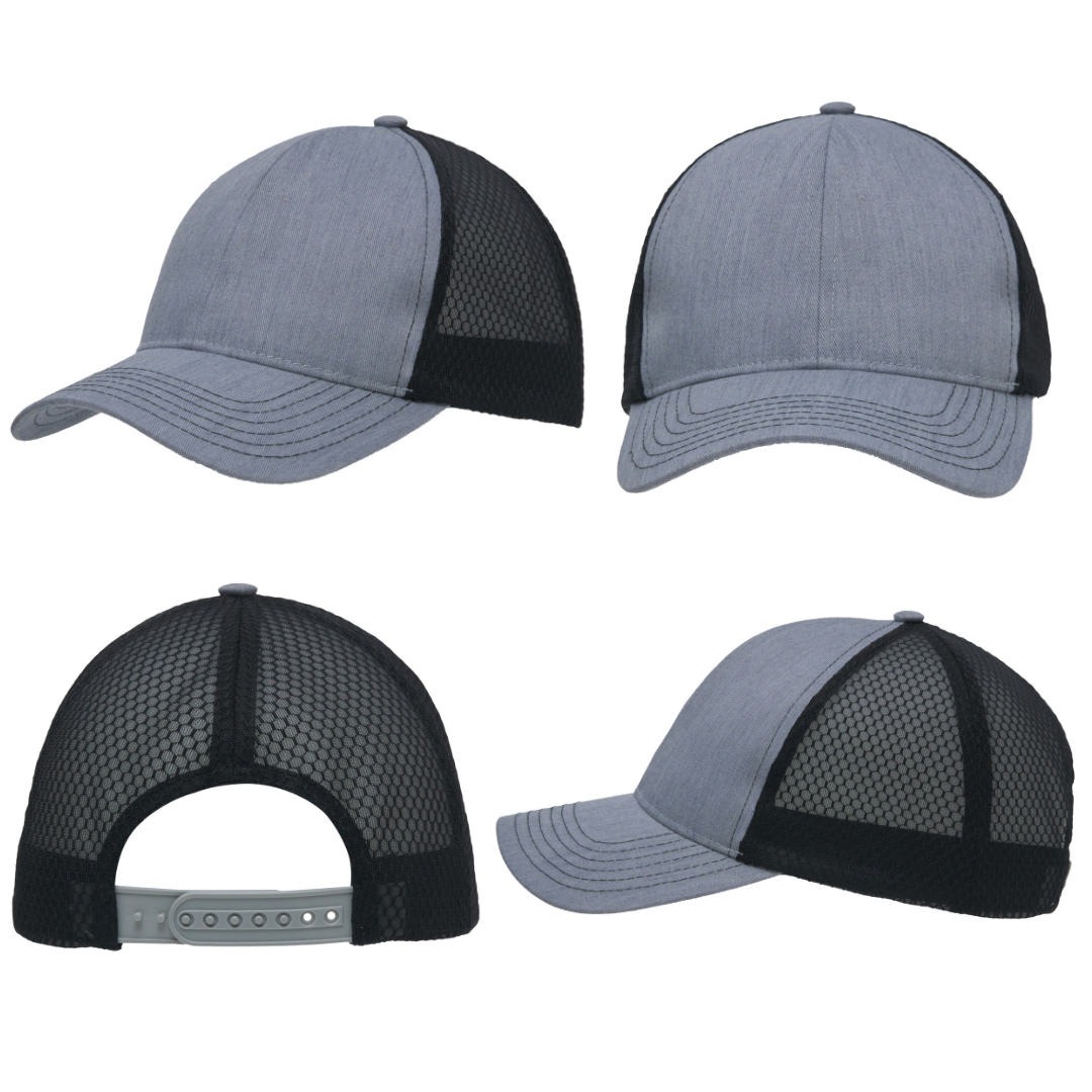 Headwear UK 3971 — Light Brushed Poly Cotton Marle with honeycomb mesh
