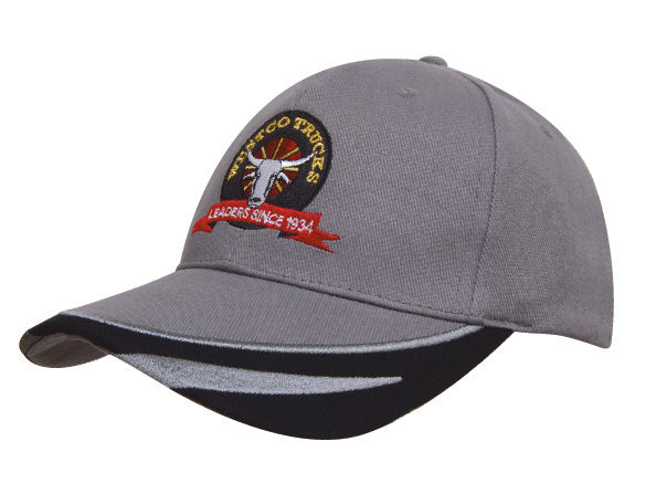 Headwear UK 4072 — Brushed Heavy Cotton with Peak Trim Embroidered