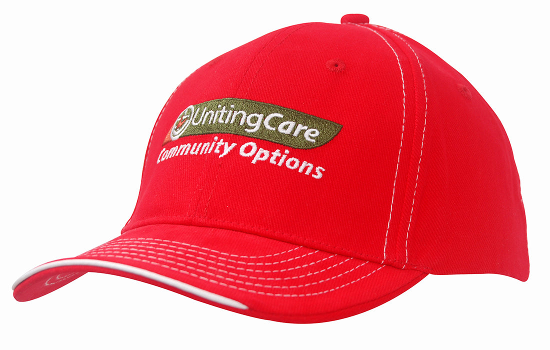 Headwear UK 4097 — Brushed Heavy Cotton with Contrasting Stitching and Open Lip Sandwich