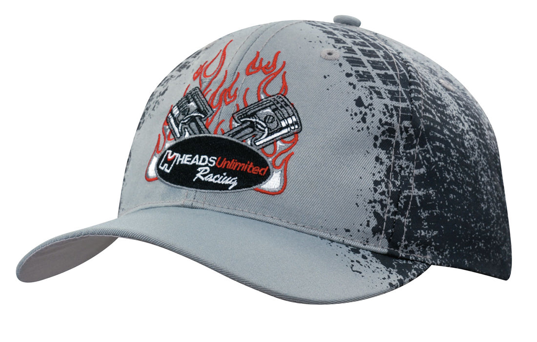 Headwear UK 4186 — Breathable Poly Twill with Tire print