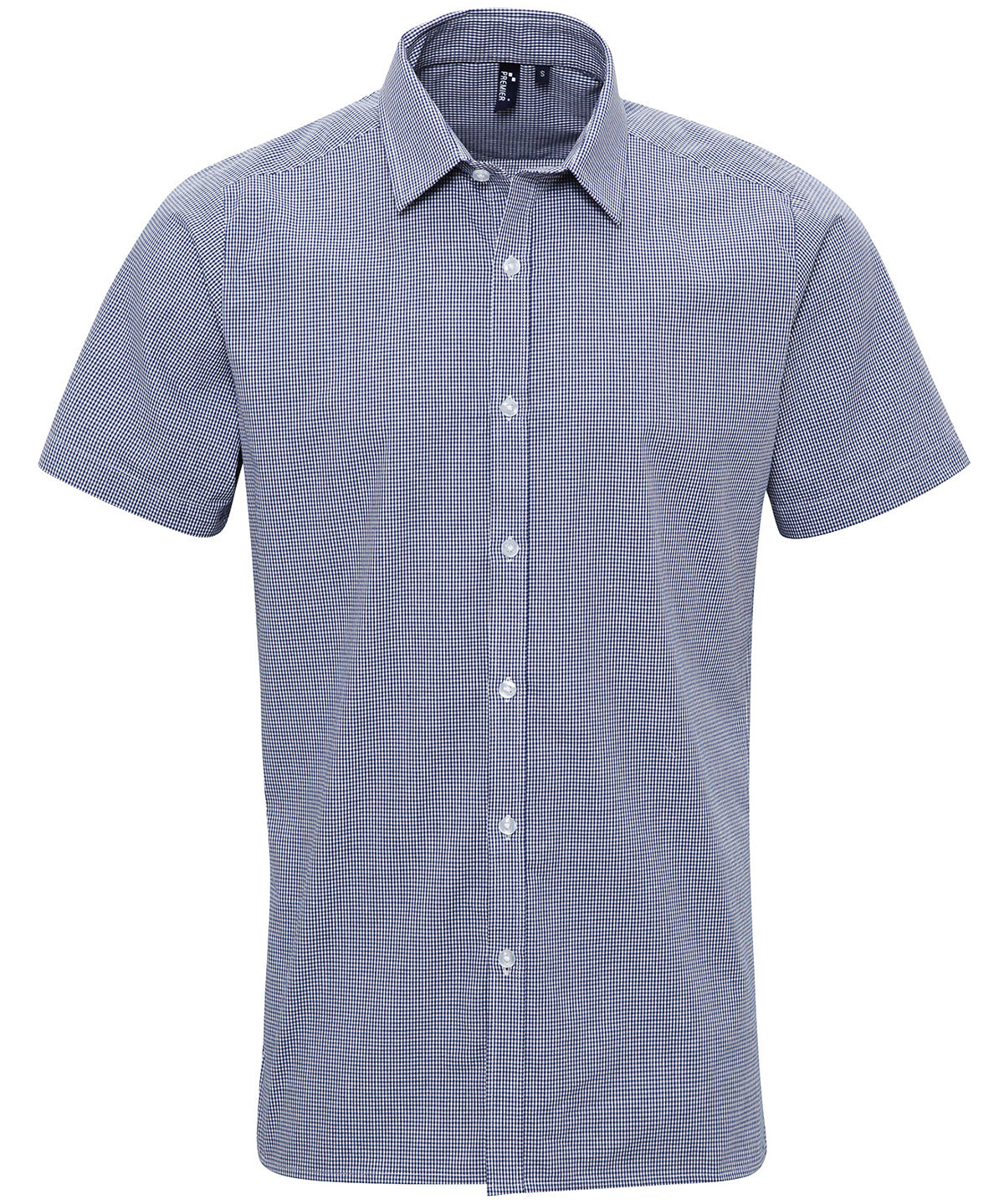 Premier PR221 — Microcheck (Gingham) short sleeve cotton shirt