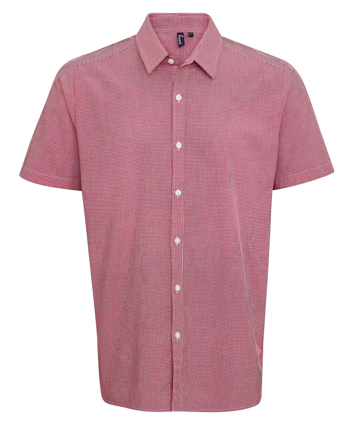 Premier PR221 — Microcheck (Gingham) short sleeve cotton shirt
