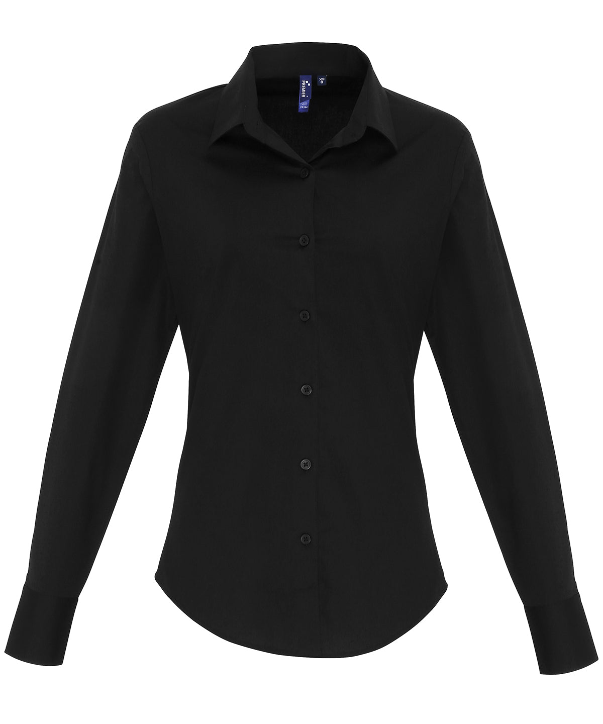 Premier PR344 — Women's stretch fit cotton poplin long sleeve blouse