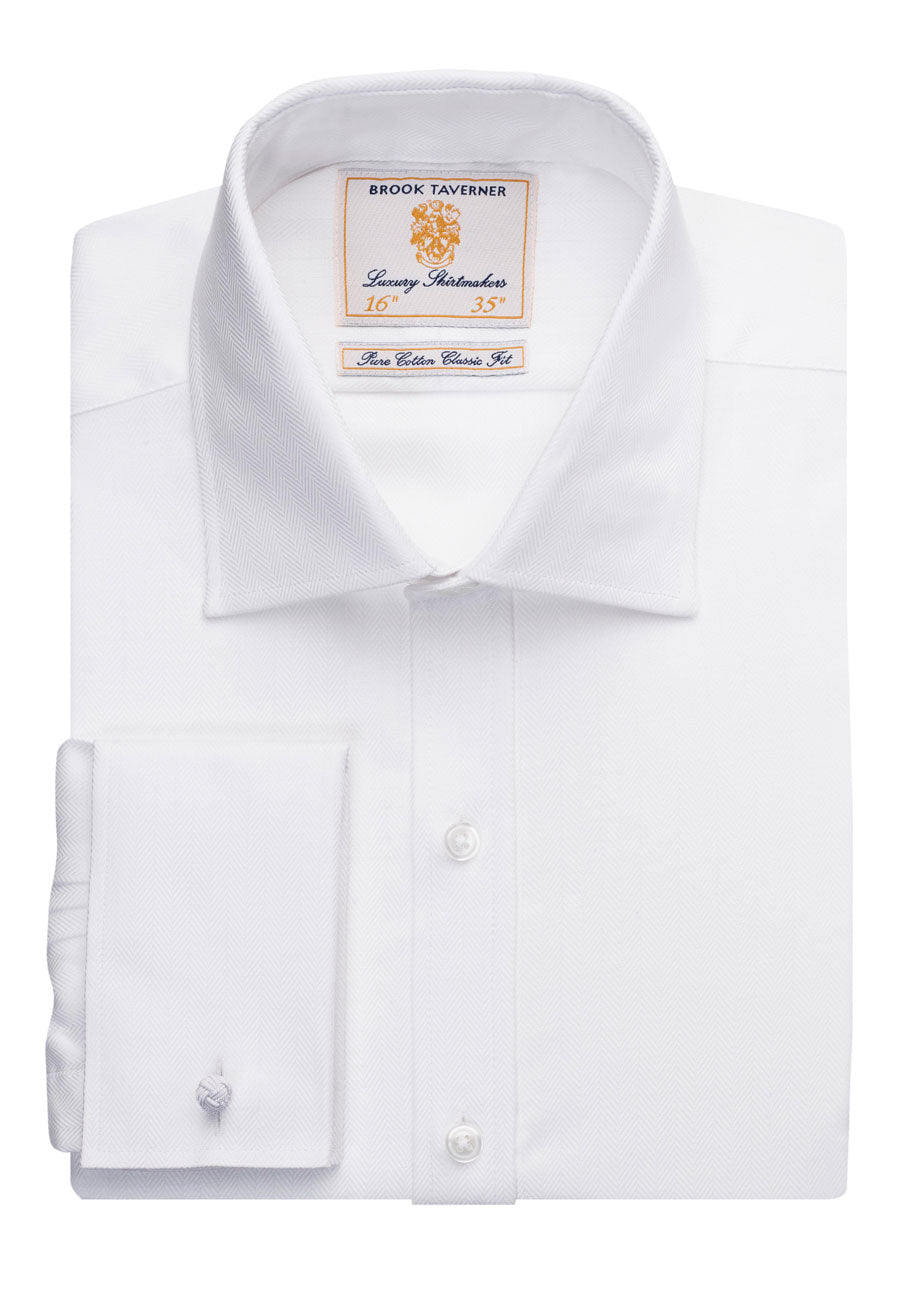 Andora Shirt — White Herringbone (7656A)