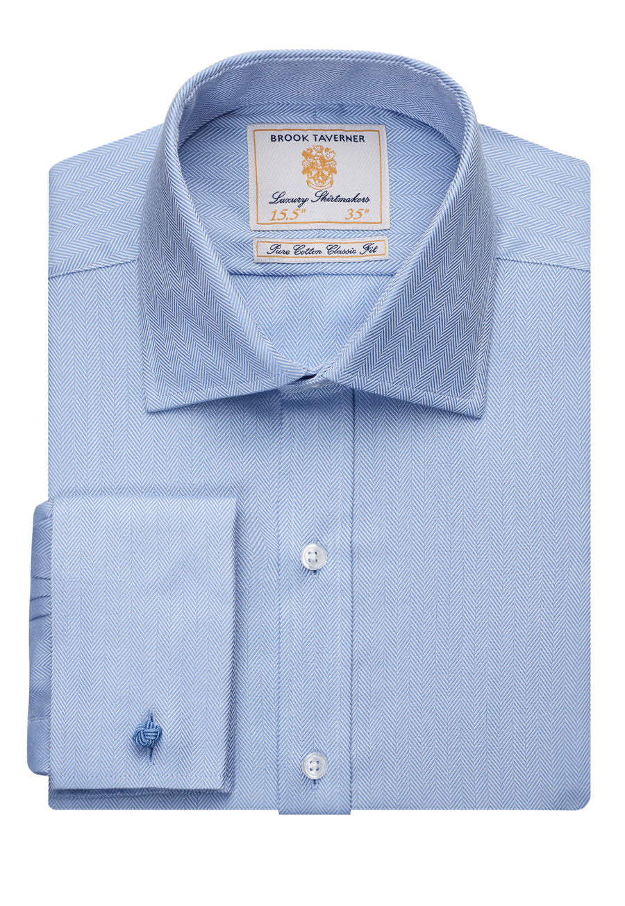 Andora Shirt — Blue Herringbone (7656B)