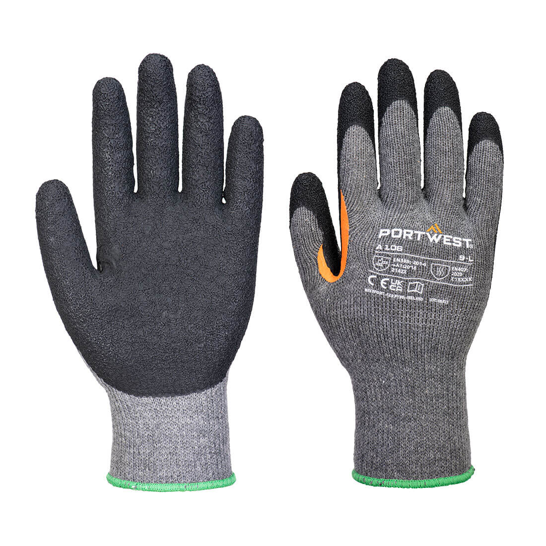 Portwest A106 — Grip 10 Latex Reinforced Thumb Glove (Pk 12)