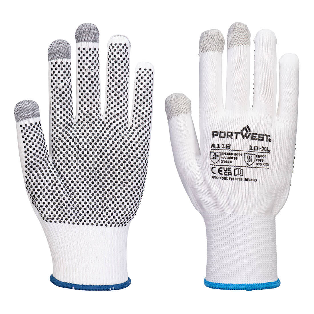 Portwest A118 — Grip 13 PVC Dotted Touchscreen Glove (Pk12)