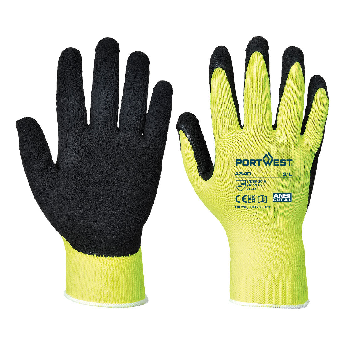 Portwest A340 — Grip 13 Latex Foam Hi-Vis Glove