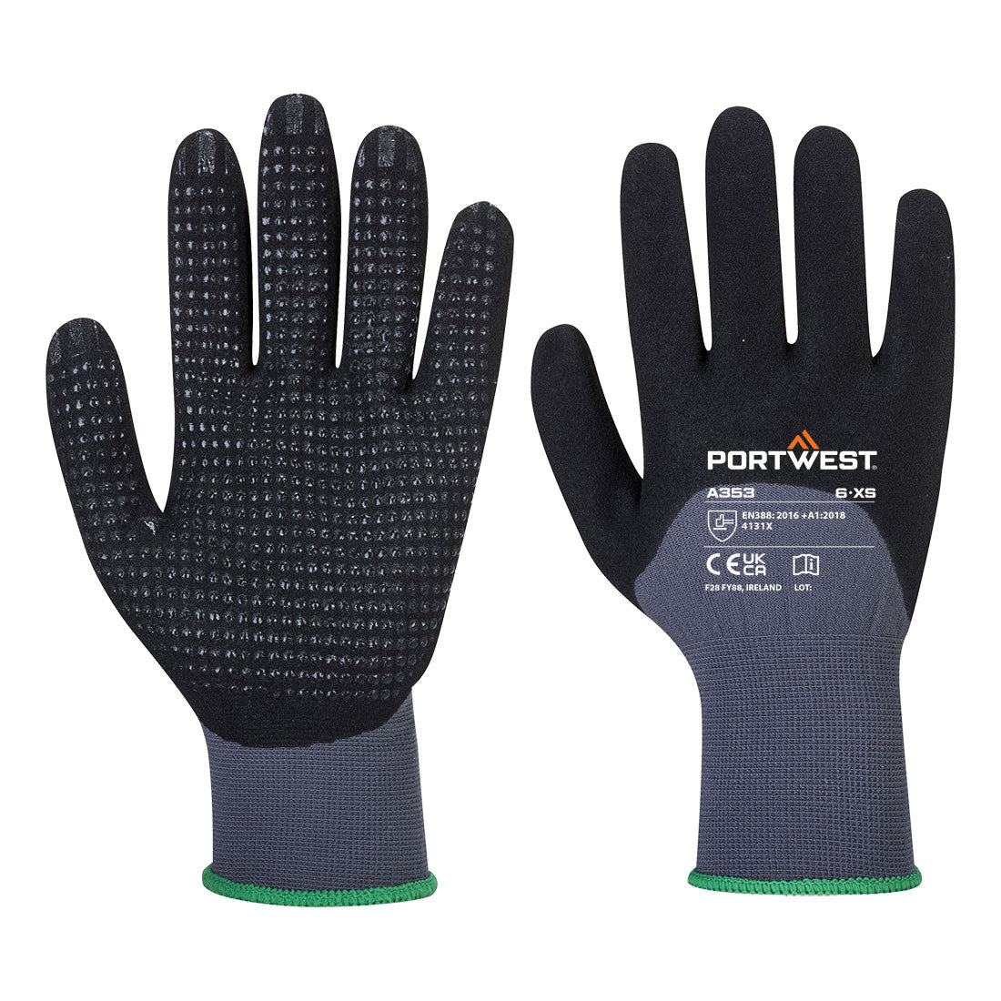 Portwest A353 — Grip 15 Nitrile Sandy 3/4 Palm Dotted Glove