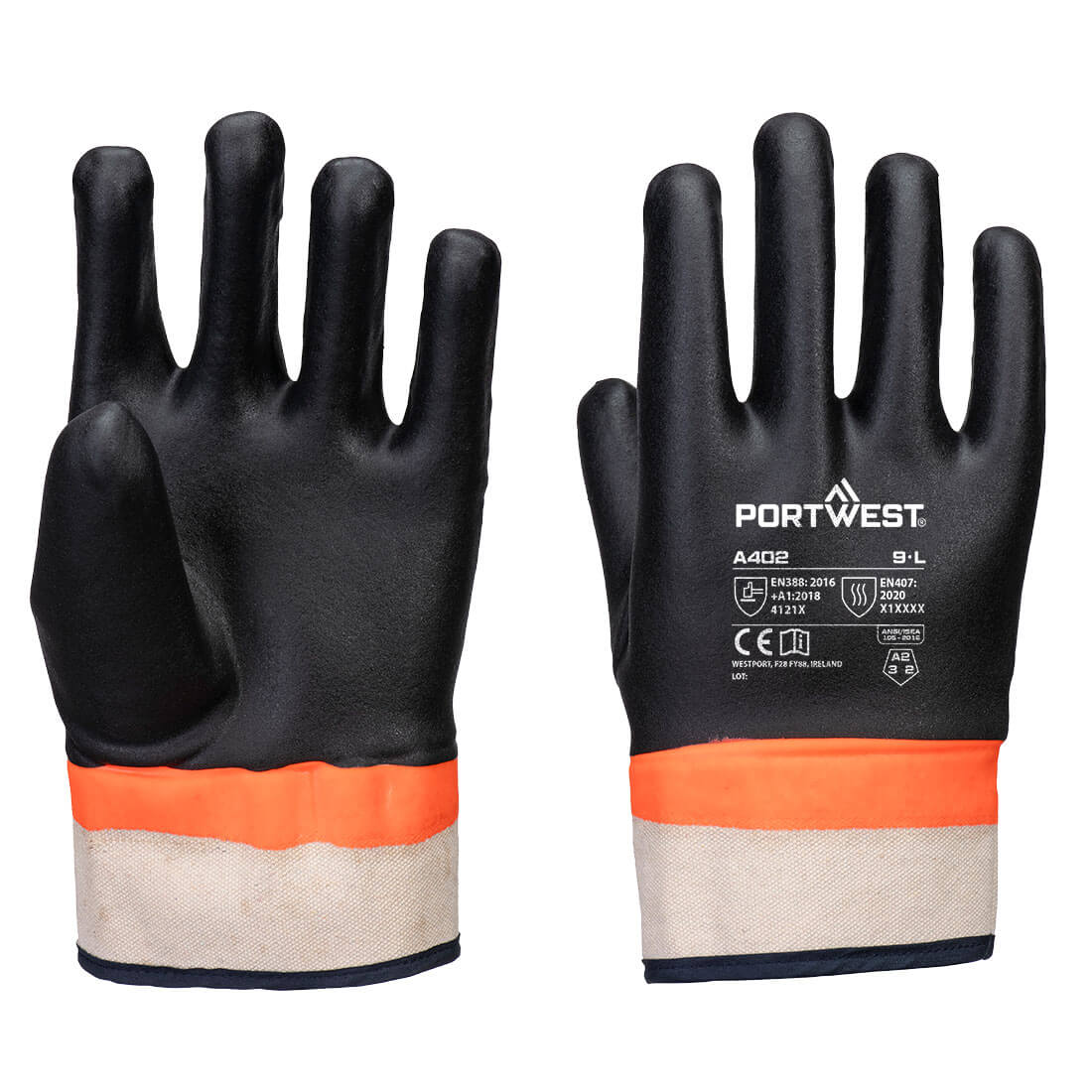 Portwest A402 — Grip PVC Sandy Double Dipped Glove