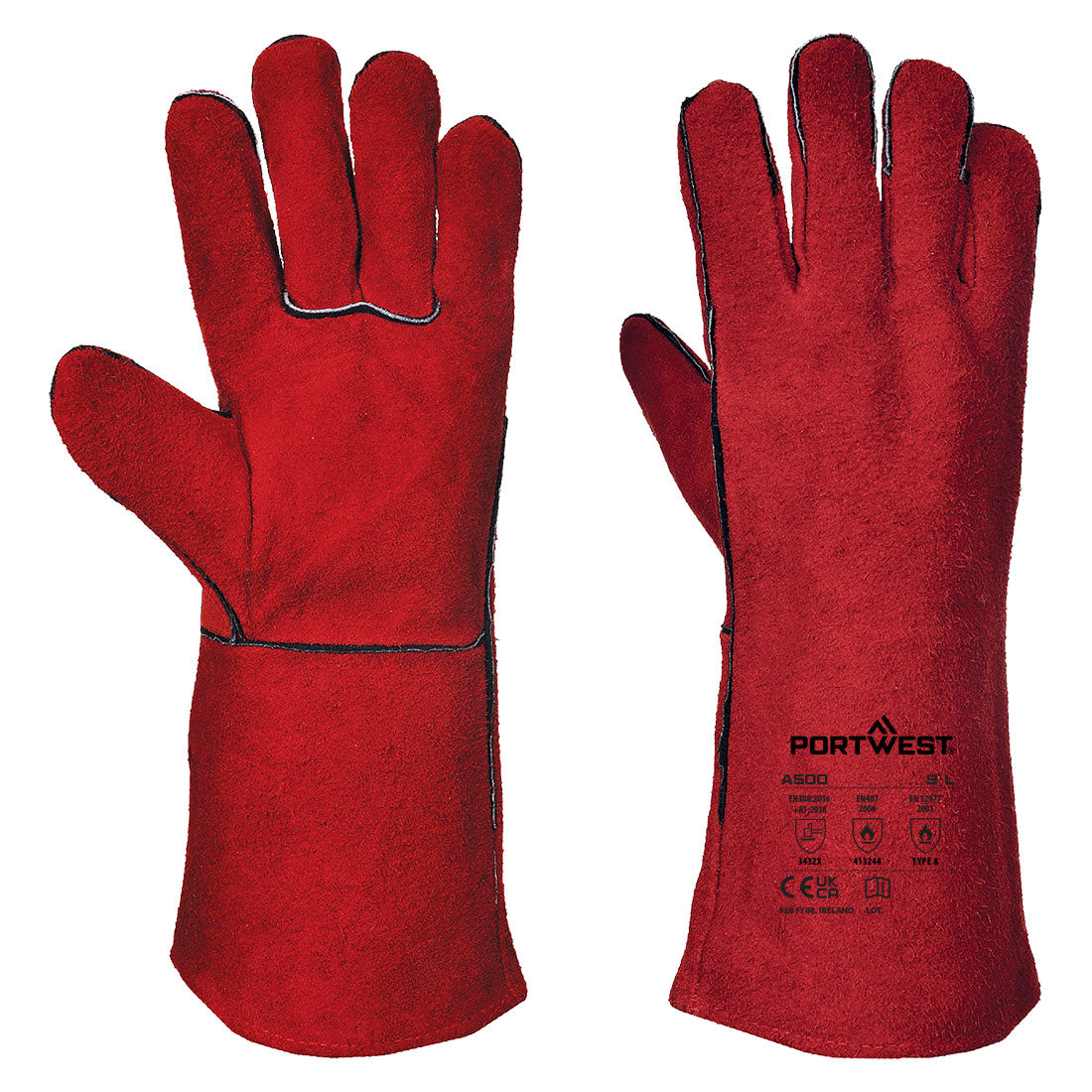 Portwest A500 — Welders 210 Split Leather Red Gauntlet
