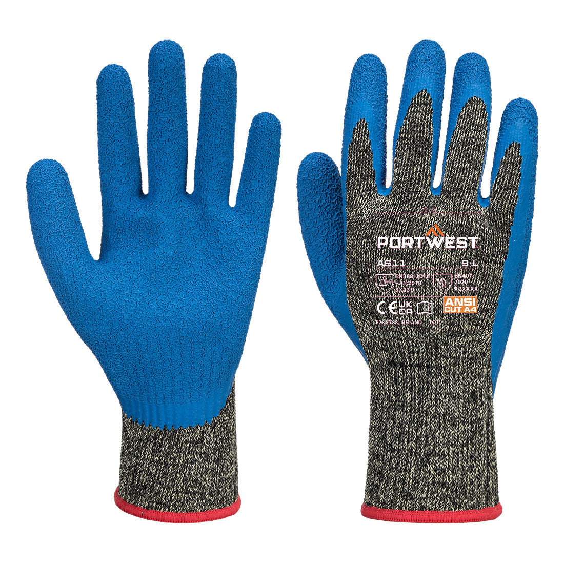 Portwest A611 — Cut D10 Latex Aramid Glove