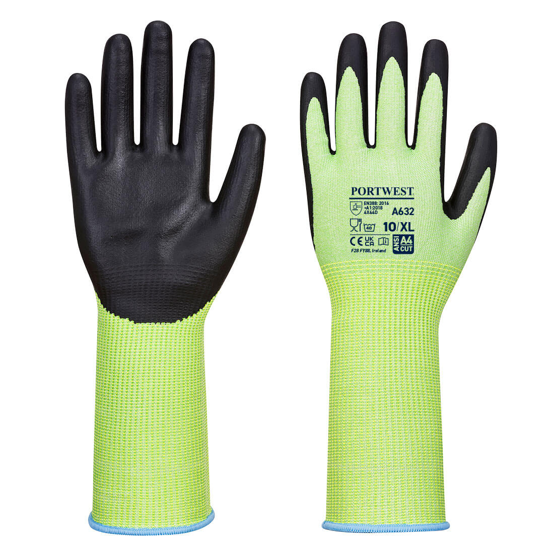 Portwest A632 — Cut D13 Nitrile Green Long Cuff Glove