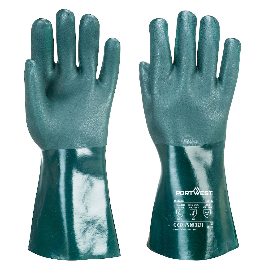 Portwest A835 — Chem 350 PVC Double Dipped Gauntlet