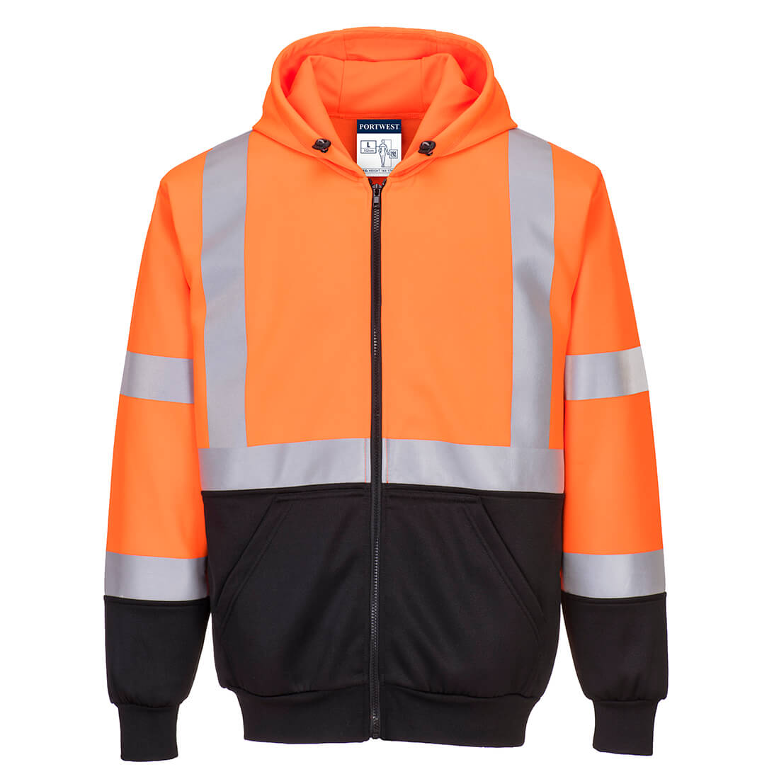 Portwest B315 — Hi-Vis Contrast Zipped Hoodie