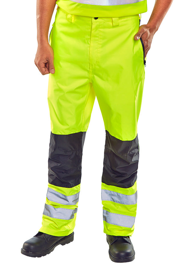 Beeswift BD85 — Two-Tone Hi-Vis Waterproof Trousers