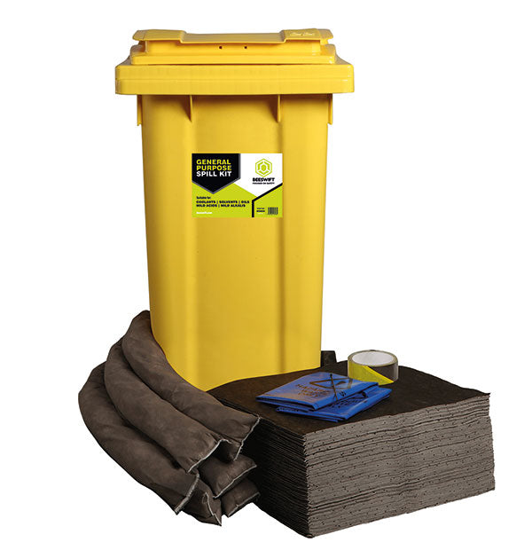 Beeswift BESGPSK125 — 125L GENERAL PURPOSE SPILL KIT IN 2 WHEELED BIN