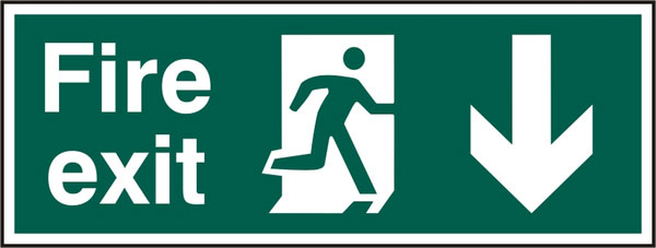Beeswift BSS12097N — Fire Exit Down Arrow Sign Rigid PVC