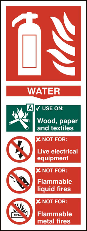 Beeswift BSS12308N — Fire Extinguisher Water Sign Self Adhesive