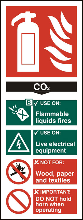 Beeswift BSS12310N — Fire Extinguisher CO2 Sign Self Adhesive