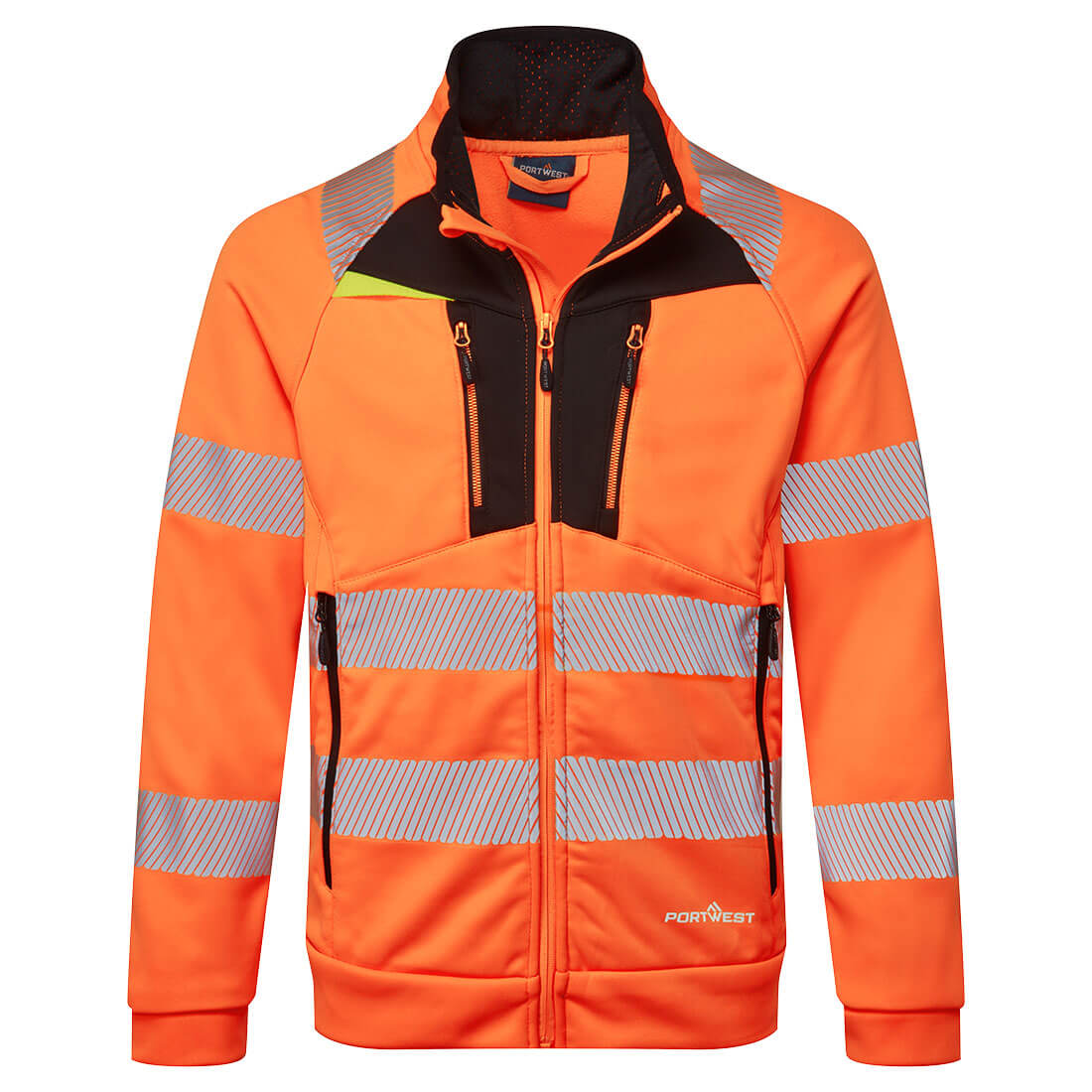 Portwest DX477 — DX4 Hi-Vis Funnel Neck Zipped Sweatshirt