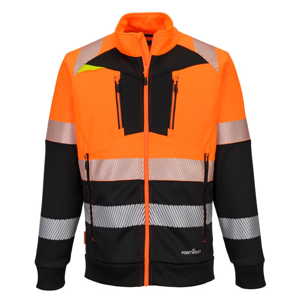 Portwest DX490 — DX4 Hi-Vis Class 1 Funnel Neck Zipped Sweatshirt
