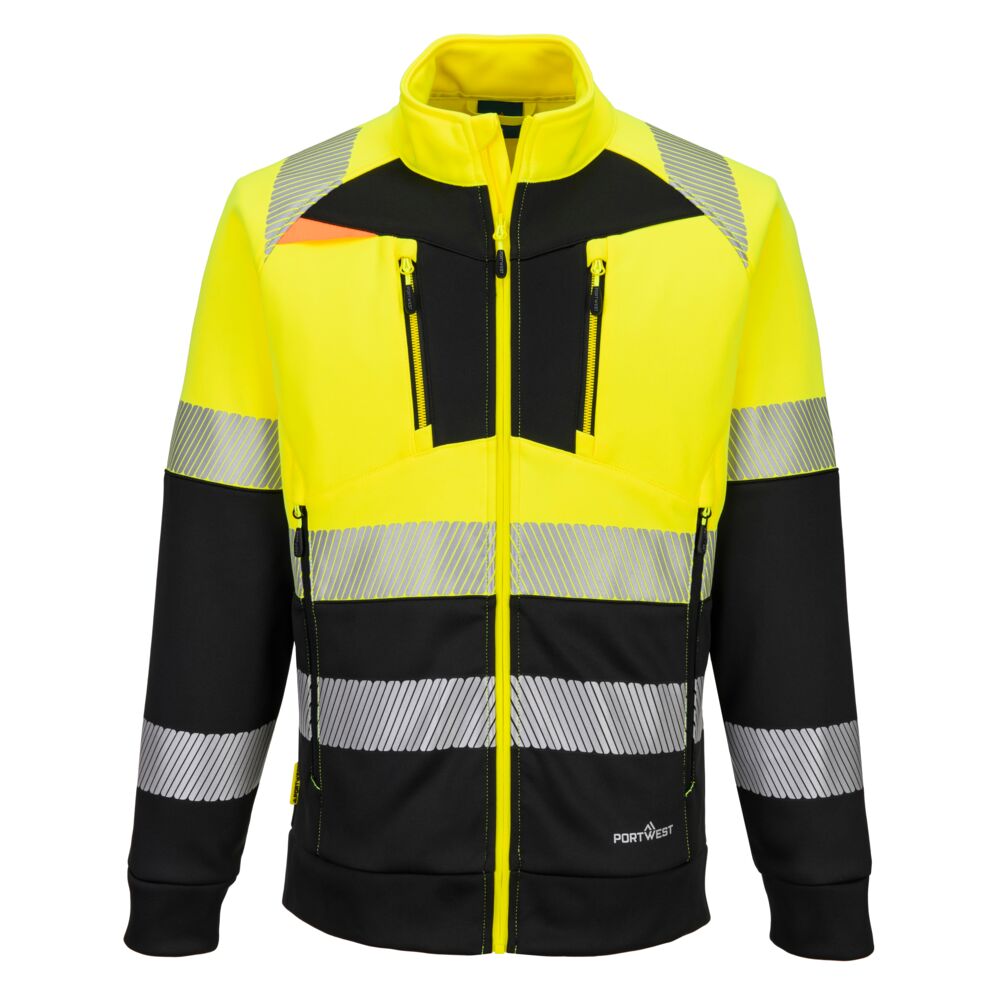 Portwest DX490 — DX4 Hi-Vis Class 1 Funnel Neck Zipped Sweatshirt