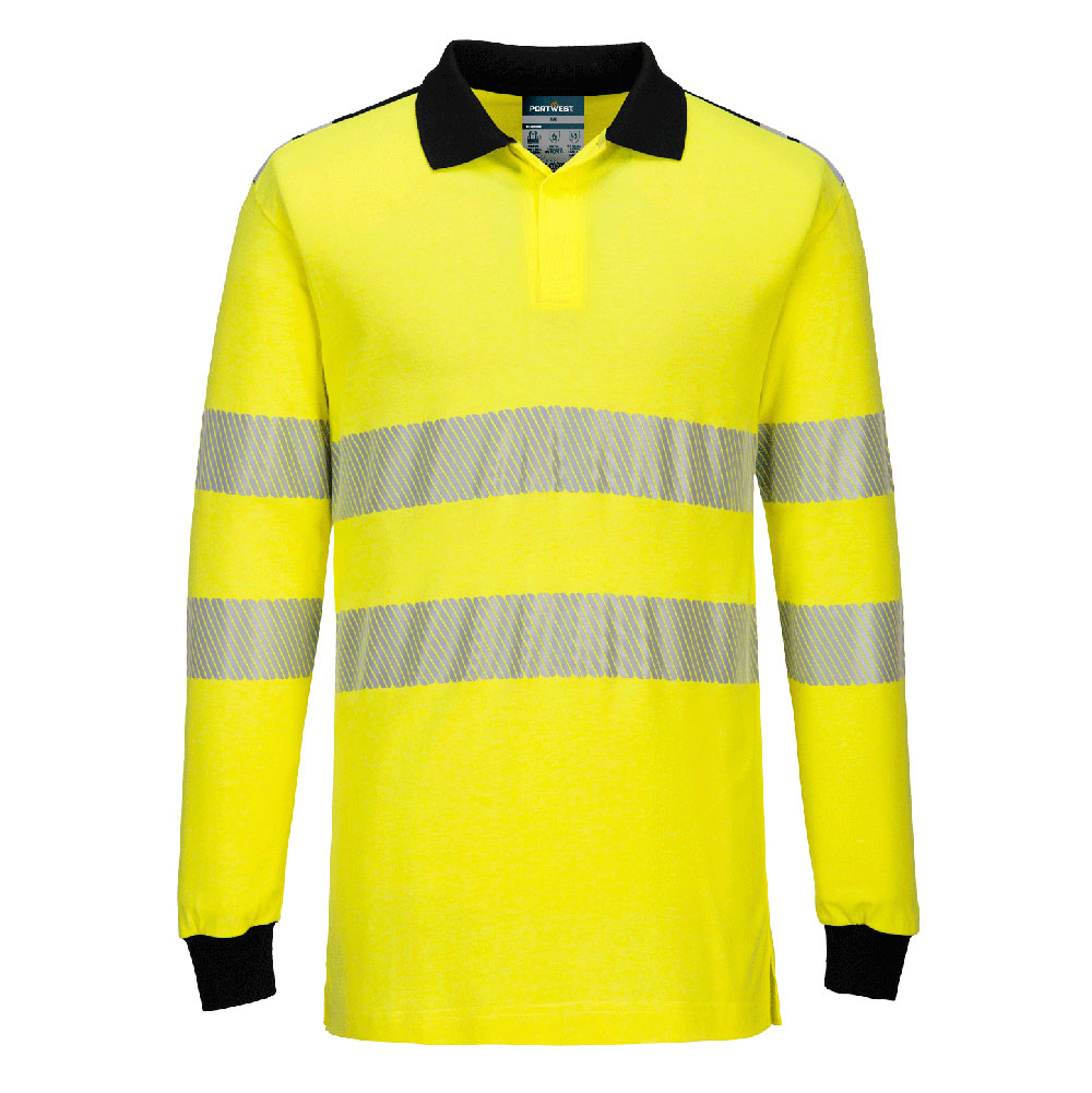 Portwest FR702 — PW3 Modaflame Knit Hi-Vis FR Long Sleeve Polo Shirt