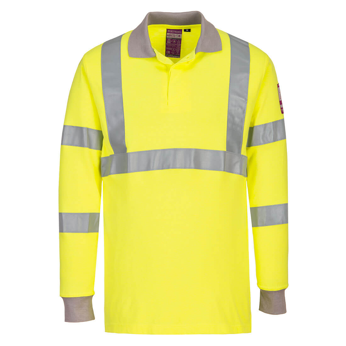 Portwest FR77 — Modaflame Knit Hi-Vis FR Long Sleeve Polo Shirt