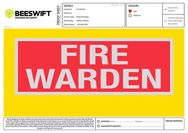 Beeswift FWRB — FIRE WARDEN REFLECTIVE BACK