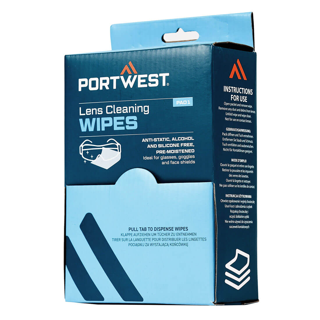 Portwest PA01 — Lens Cleaning Wipes (100 towelettes)