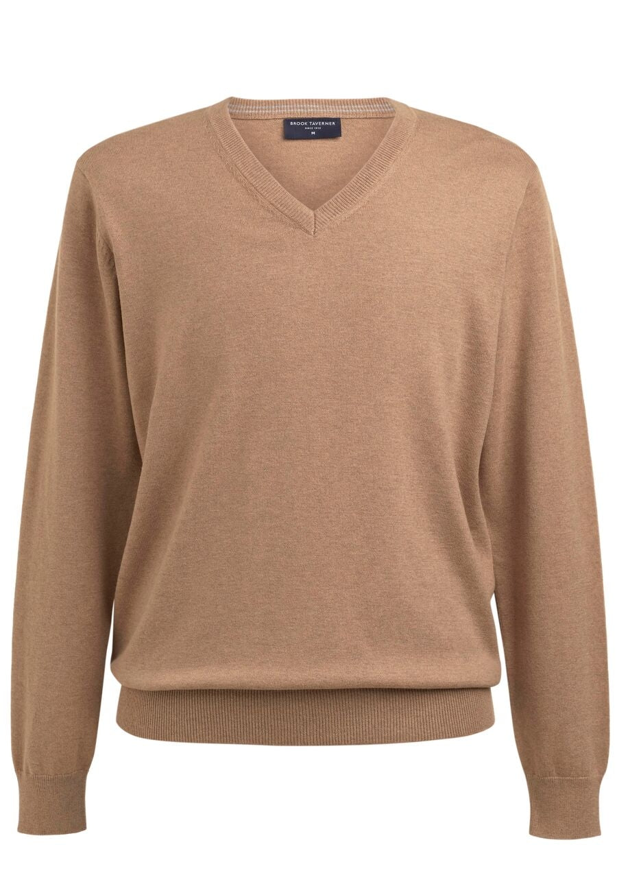 Berlin V-Neck Jumper — Oatmeal (4566B)