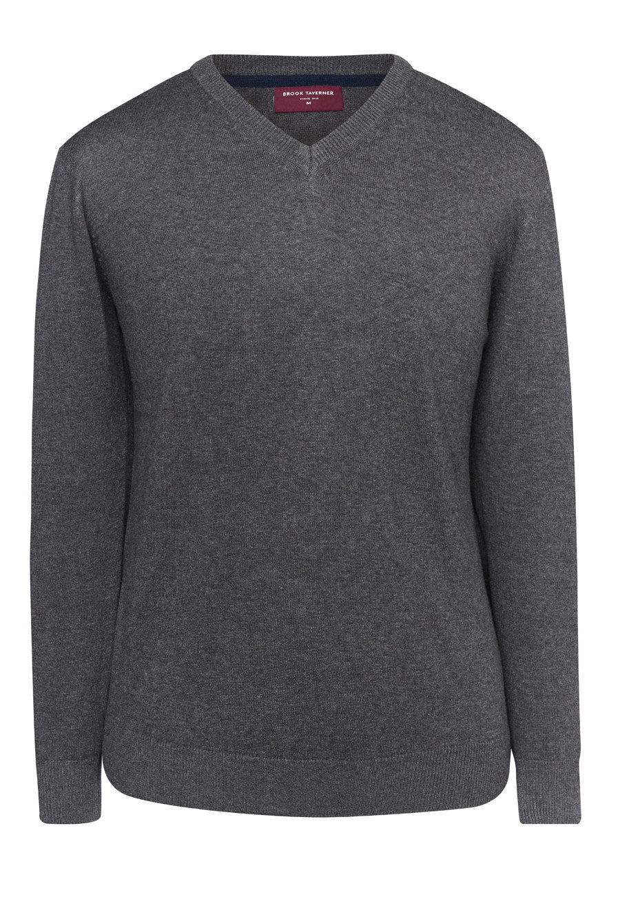 Boston V-neck Jumper — Charcoal (7818C)