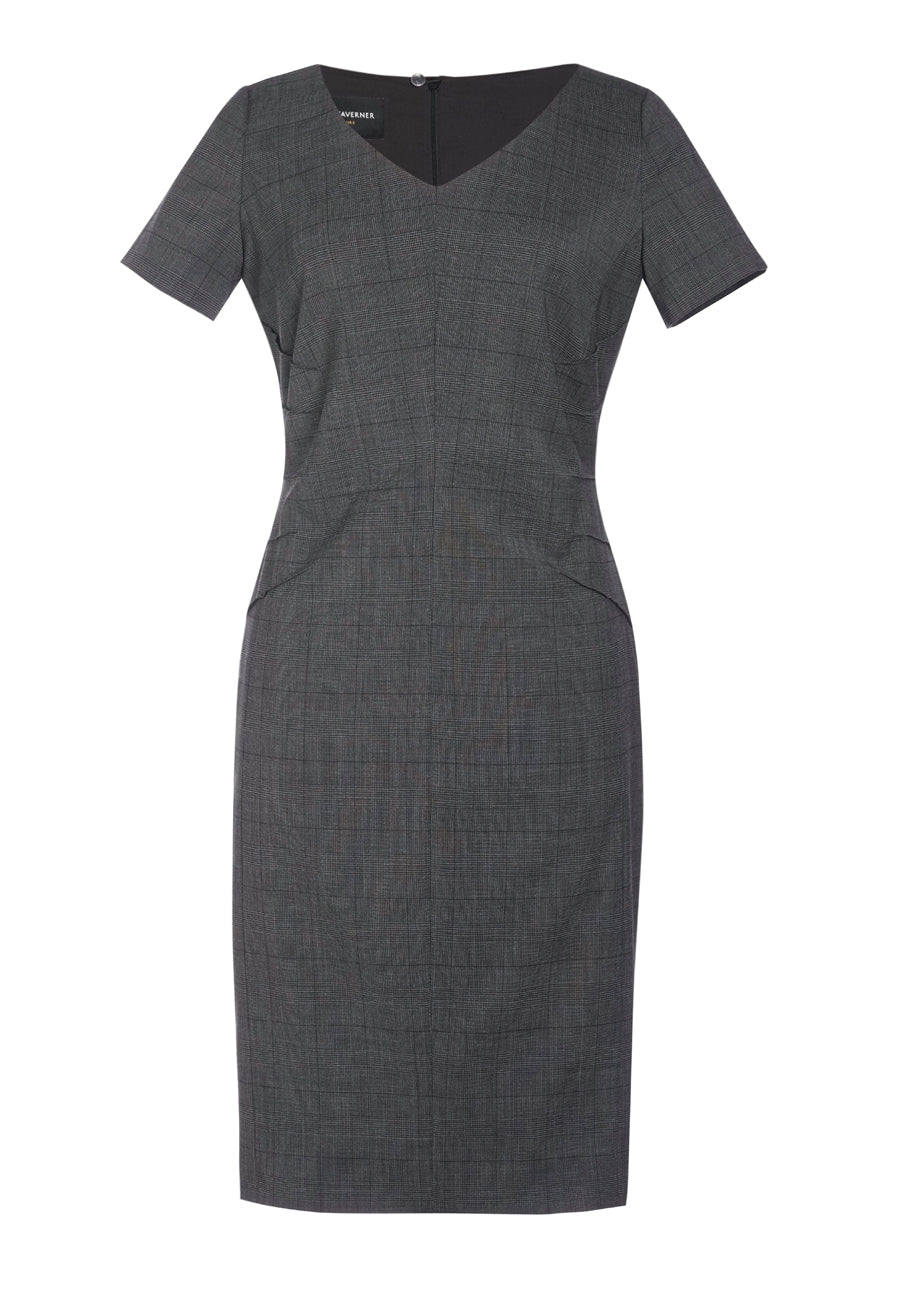 Diamante Dress — Grey Check (2335C)