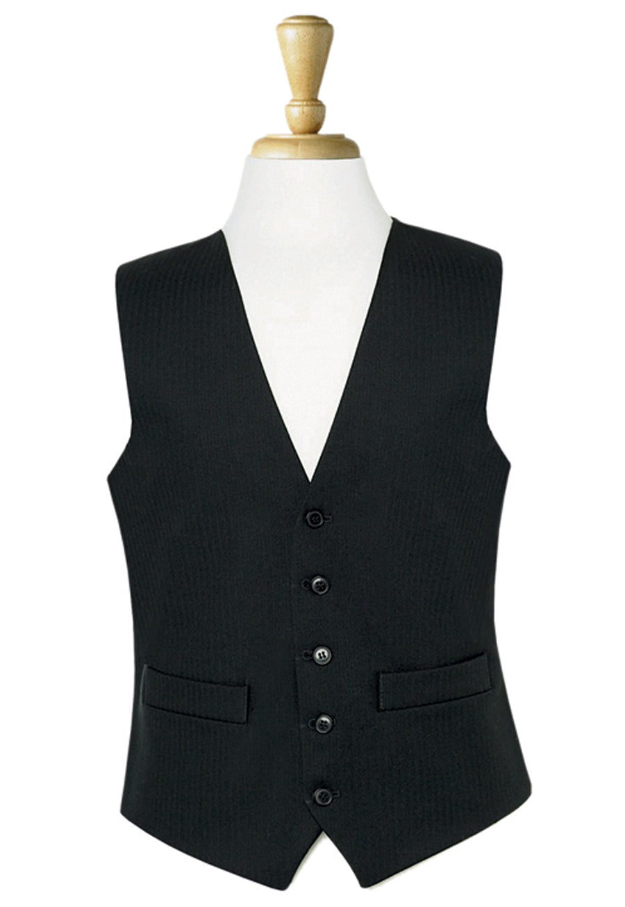 Black Herringbone Waistcoat — Black h/b (1701A)