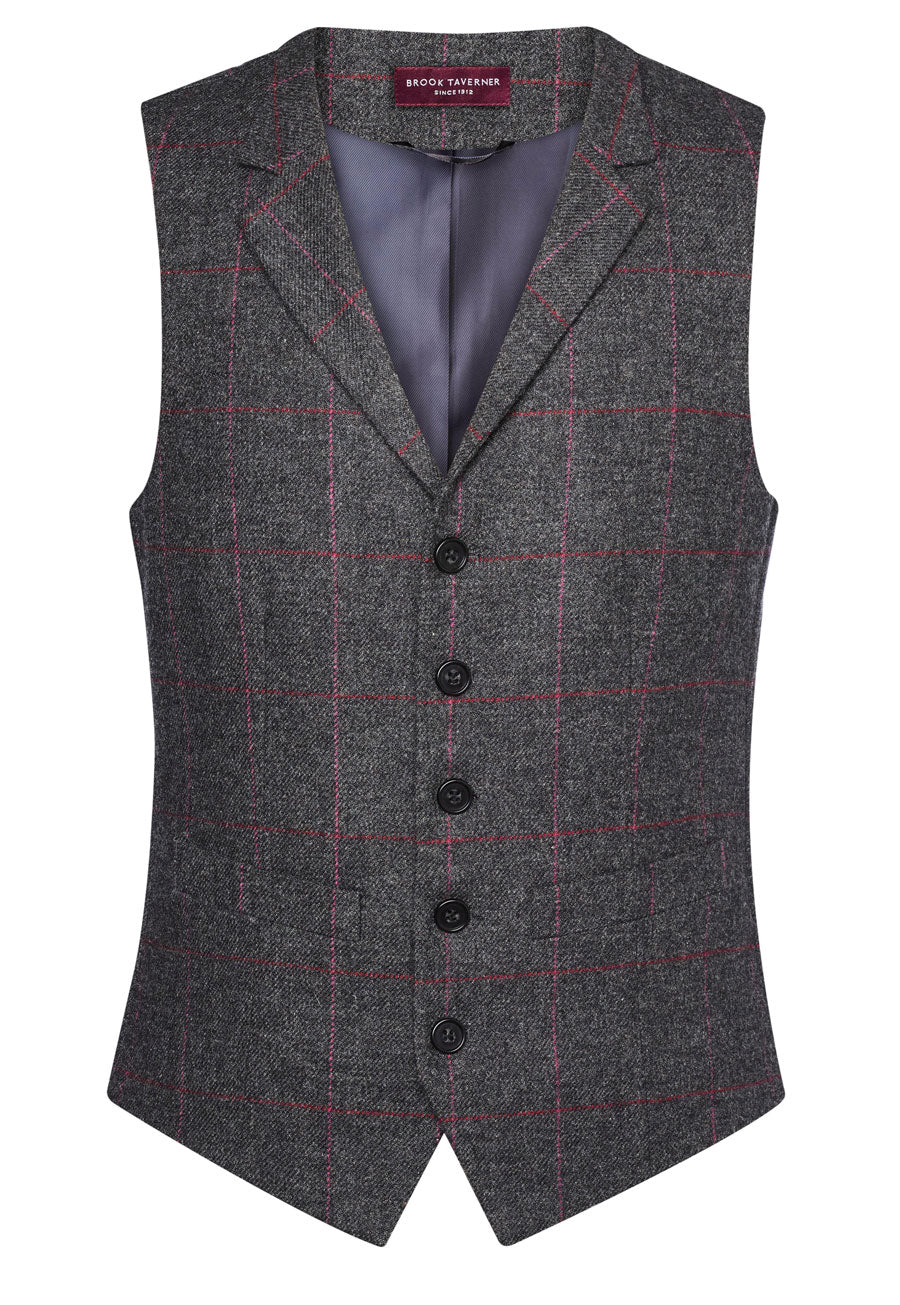 Memphis Tweed Waistcoat — Charc/Pink (1463D)