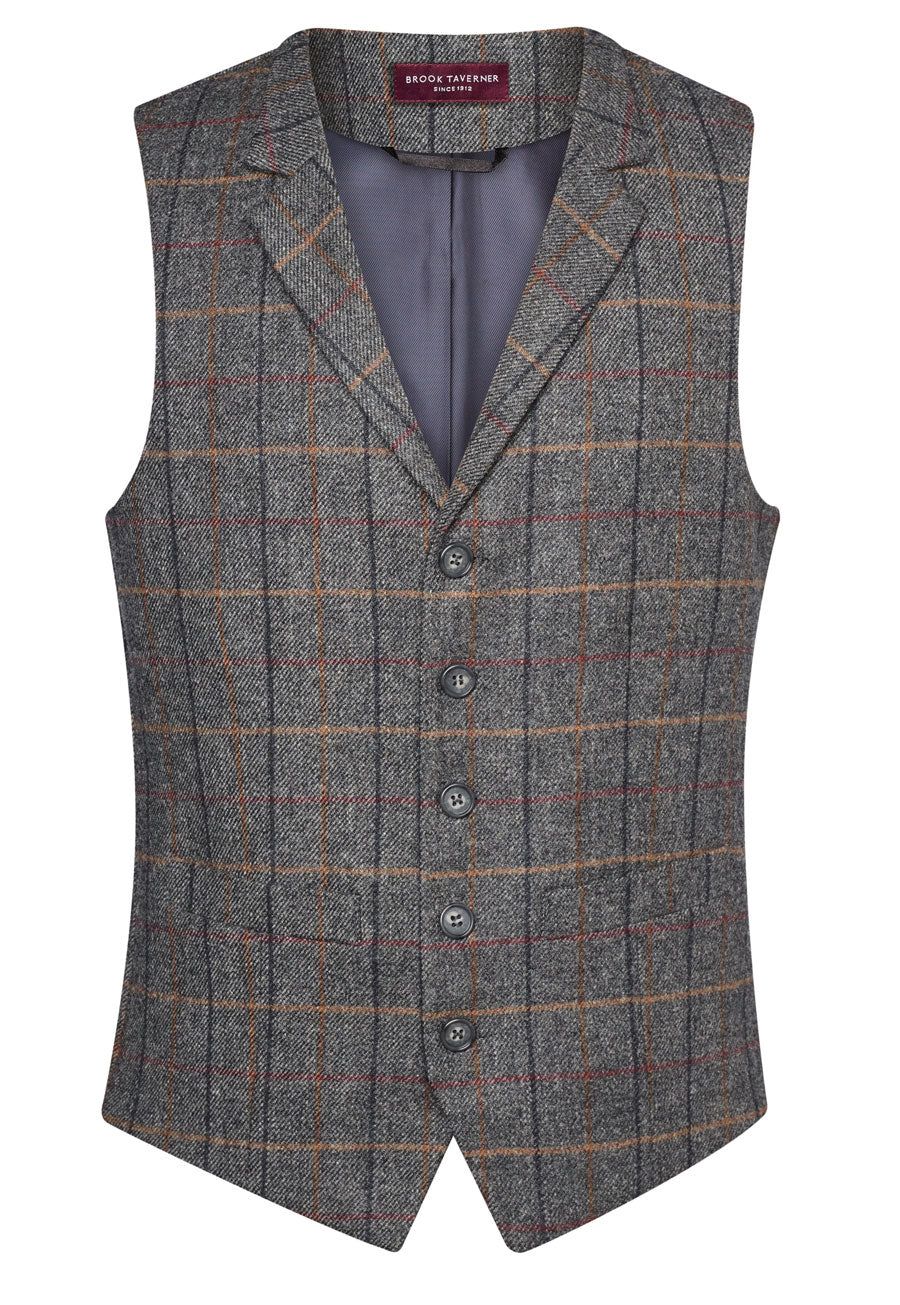 Memphis Tweed Waistcoat — Grey/Brown (1463E)