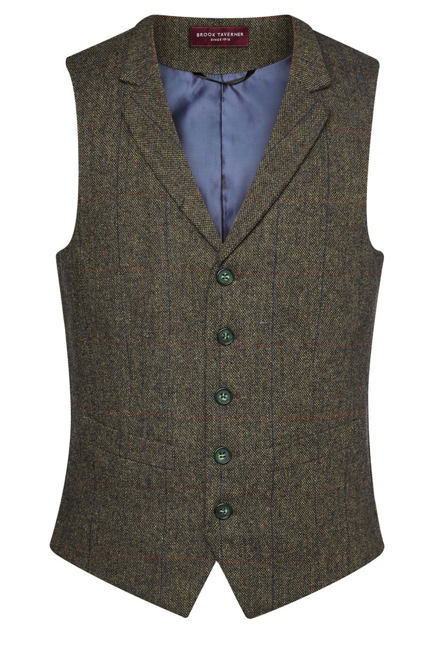 Memphis Tweed Waistcoat — Green/Blue (1463F)