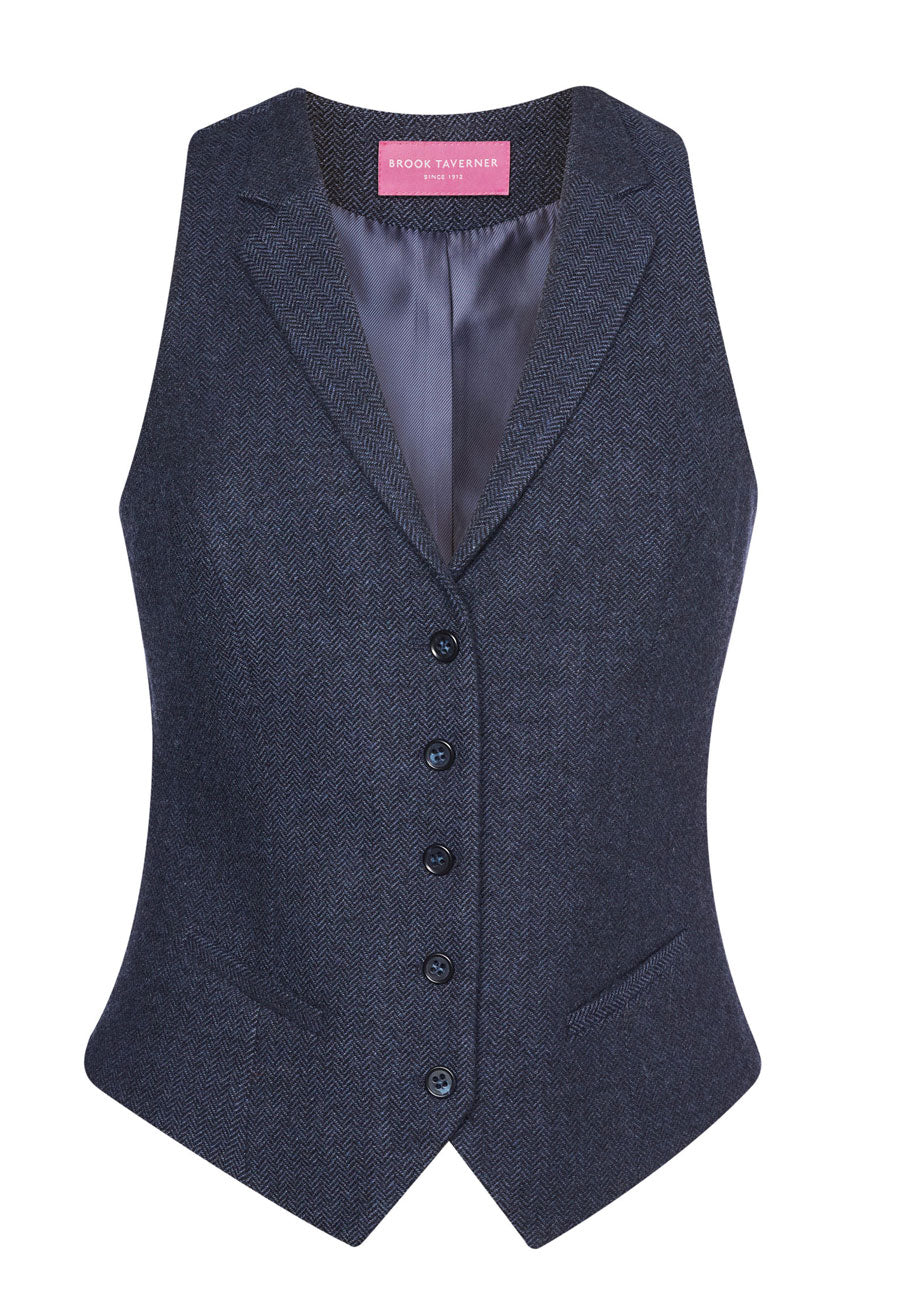 Nashville Tweed Waistcoat — Navy H/B (2310A)
