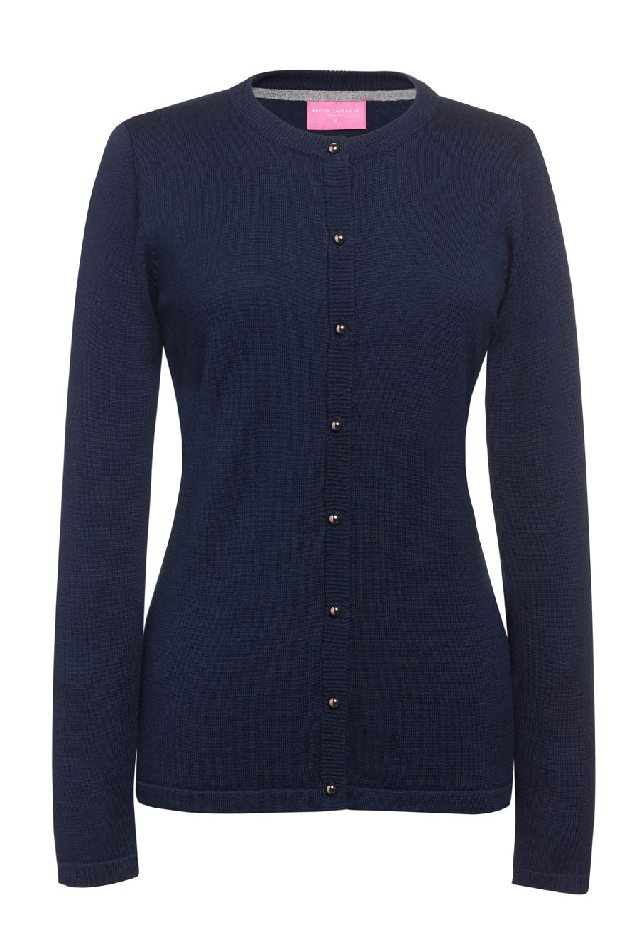 Seattle Crew-neck Cardigan — Navy (2308A)